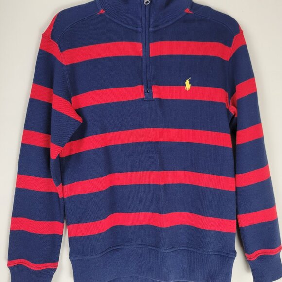 20250110 Polo Ralph Lauren Stripes Pullover Sweater Quarter Zip Size 8 - Picture 5 of 9